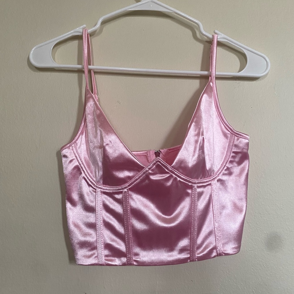 Pink Satin Crop Top Size XS
